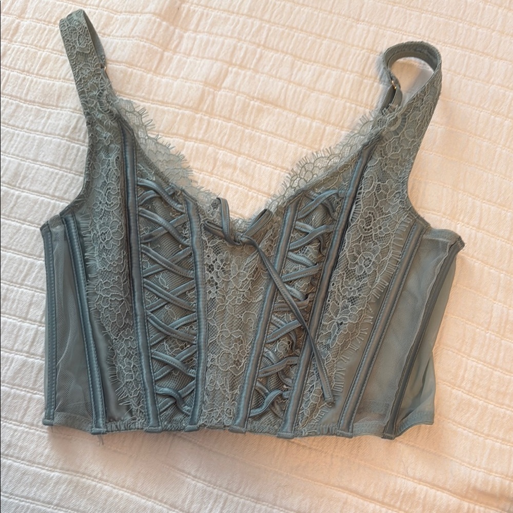 NWT Victoria Secret Lace-Up Corset Top in Blue
